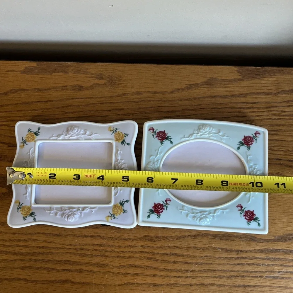 Avon Picture Frames Set Of 2 Porcelain Floral Cottagecore Shabby Chic NEW